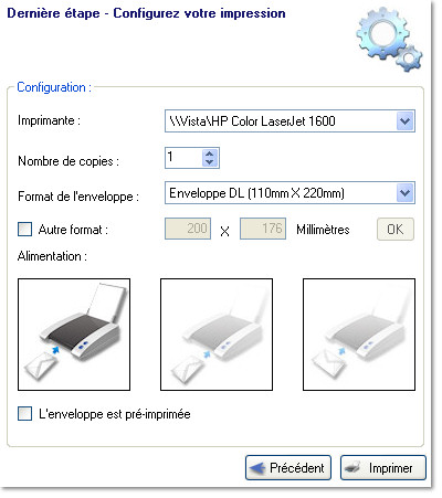 Charger l'enveloppe dans l'imprimante