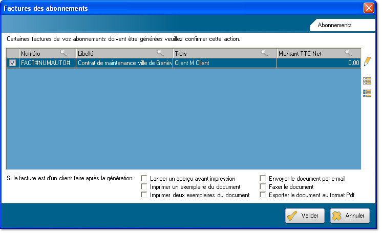 Factures des abonnements
